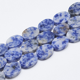 Perles de jaspe tache bleue naturelle, ovale