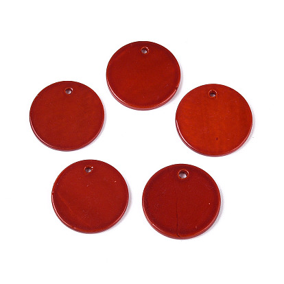 Spray Painted Natural Freshwater Shell Pendants, Disc Charms