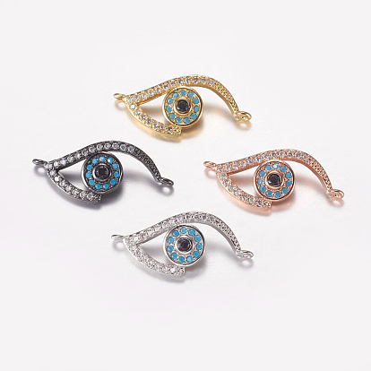 Long-Lasting Plated Brass Micro Pave Cubic Zirconia Links, Evil Eye