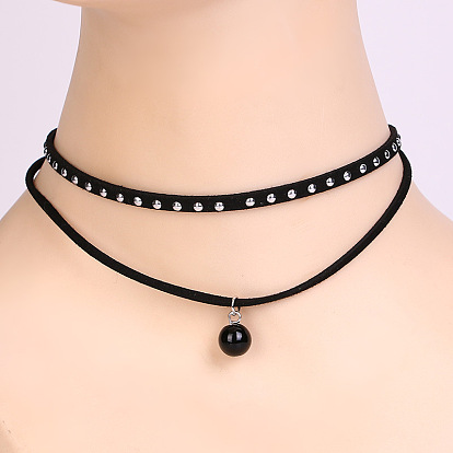 Ожерелья-чокеры из полиэстера и сплава в стиле ретро, для женщин