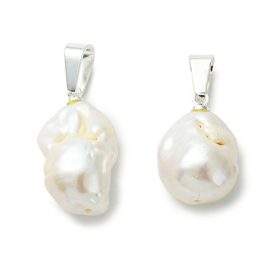 Подвески из натурального барочного жемчуга Кеши Эдисона, подвески-самородки с 201 защелками из нержавеющей стали, серебряный цвет гальваническим