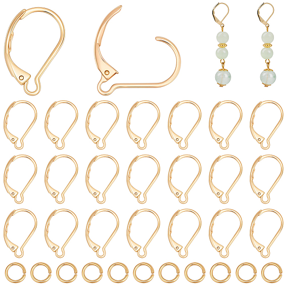 30 шт. 304 серьги с рычагом из нержавеющей стали, 30шт стойки с покрытием из латуни