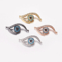 Long-Lasting Plated Brass Micro Pave Cubic Zirconia Links, Evil Eye