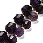 Природный аметист нитей бисера, граненые, двухконусные, точечные призмы с двойным концом, с бисером