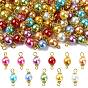 100 шт. 10 стили круглые запекаемые окрашенные перламутровые стеклянные подвески-соединители с жемчужинами, с латунными петлями для штифтов