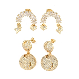 Brass Pave Clear Cubic Zirconia Earrings for Women