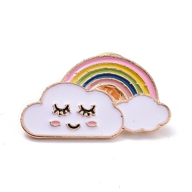 Creative Zinc Alloy Brooches, Enamel Lapel Pin, with Enamel and Iron Butterfly Clutches or Rubber Clutches, Rainbow, Golden
