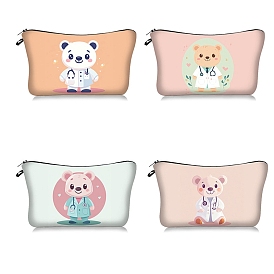 Cartoon Doctor Bear Print Polyester Cosmetic Zipper Pouches, Waterproof Clutch Bag, Toilet Bag for Women