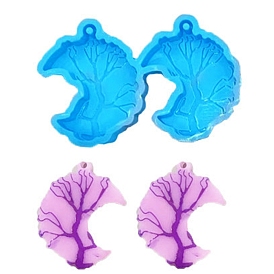 Moon with Tree of Life(Imitation Wire Wrapped Gemstone) Pendant Silicone Molds, Resin Casting Molds, for DIY UV Resin & Epoxy Resin Jewelry Making