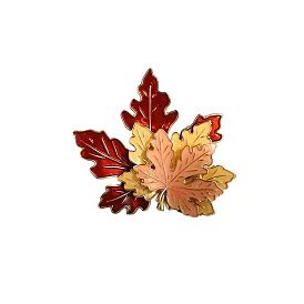 Maple Leaf Enamel Pin, Golden Alloy Badge for Backpack Clothes