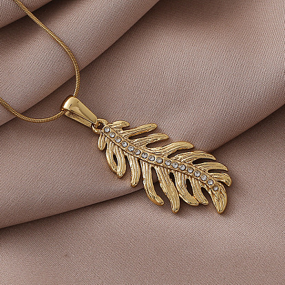 304 Подвеска в виде листа из нержавеющей стали с кристаллами и стразами для женщин