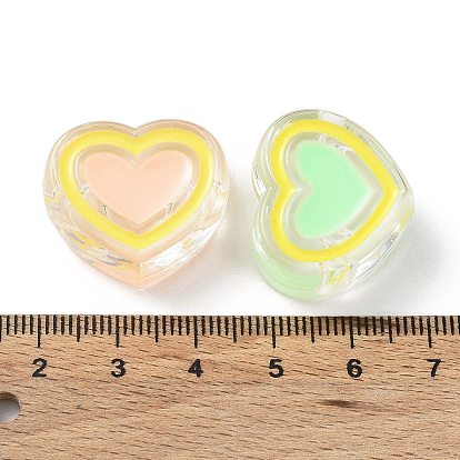 Transparent Acrylic Beads, with Enamel, Heart