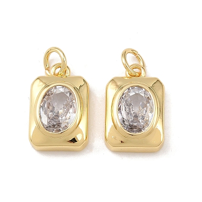 Латунные микро проложить кубического циркония подвески, прямоугольник амулеты, без кадмия и без свинца, стойки покрытие, долговечный, с целью перехода в кольце