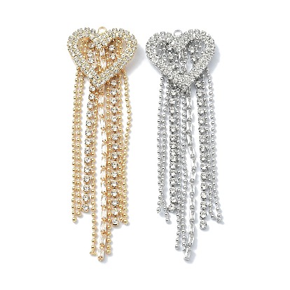 Латунные подвески, из прозрачного стекла, кисточки с сердечками, большие подвески