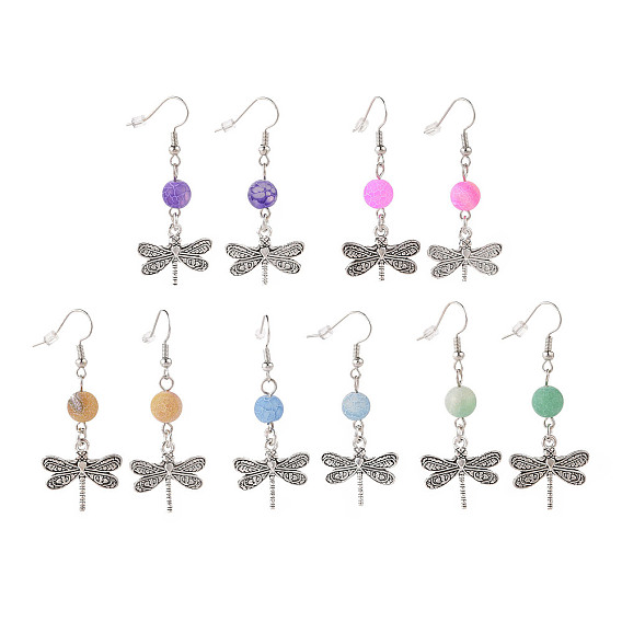 Серьги с подвесками из натурального состаренного агата, подвеска из сплава в тибетском стиле для женщин, с  латунными крючками для серег