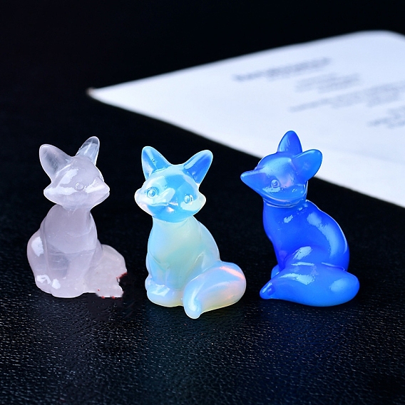Резные украшения в форме лисы из драгоценных камней, для домашнего офисного стола