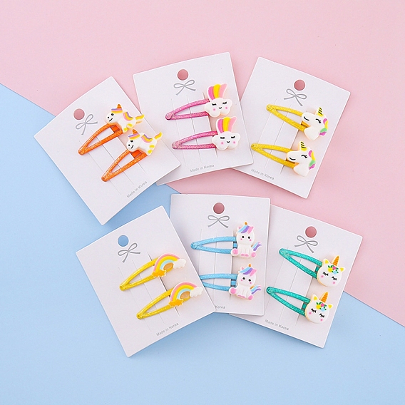 Металлические заколки для волос, единорог, аксессуары для волос для женщин и девочек