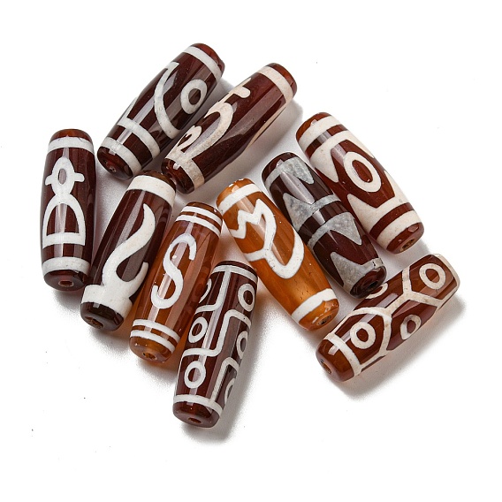 Бутылка нектара/3-глаз/жуйи/лотос/денежный крючок/9-глаз узор тибетский стиль бусины дзи нити, Натуральные окрашенные агатовые бусины, рис, красные