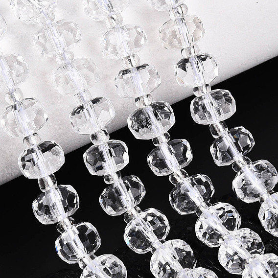 Природных кристаллов кварца бисер нитей, горного хрусталя, с бисером, граненые, рондель