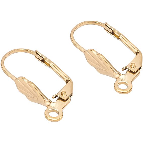 40Pcs PVD Vacuum Plating 304 Stainless Steel Leverback Earring Findings, with Loop, for DIY Earring Making Kits