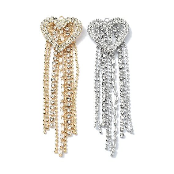 Латунные подвески, из прозрачного стекла, кисточки с сердечками, большие подвески