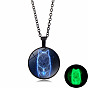 Luminous Glow in the Dark Glass Wolf Pendant Necklace with Alloy Chains