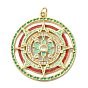 Brass Clear  Cubic Zirconia Pendants, with Jump Ring, Long-Lasting Plated, Lead Free & Cadmium Free, Flat Round, Real 18K Gold Plated