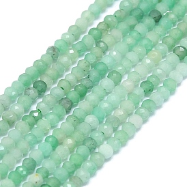 Natural Emerald Quartz Beads Strands, Faceted, Rondelle