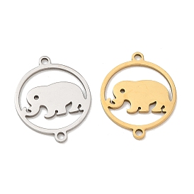 201 Stainless Steel Connector Charms, Flat Round & Elephant Links