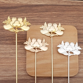 Flower Alloy Hair Stick Finding, Ancient Style Hanfu Accessories for Women