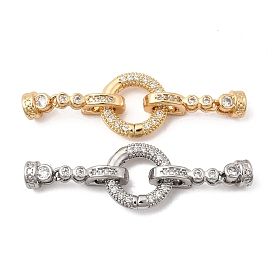 Латунное микропейв, прозрачный кубический цирконий, складные застежки, Кольцевая форма