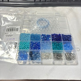 DIY Jewelry Set Making Findings Kits, including Stainless Steel Earring Hooks and Pins, Alloy Clasps, Glass & Acrylic Beads, Elastic Thread