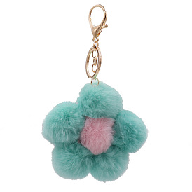 Sun flower fur ball key chain fashion small flower bag pendant female fur key chain