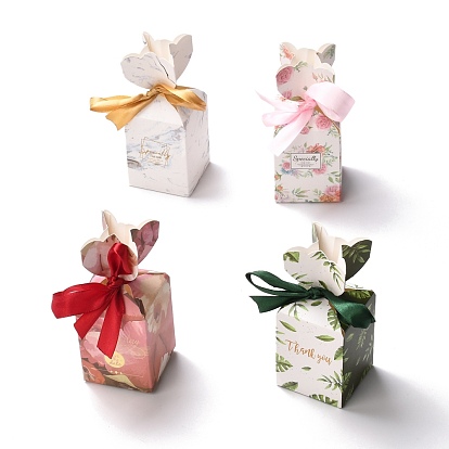 Paper Candy Boxes, with Polyester Ribbon, for Bakery Box, Baby Shower Gift Box