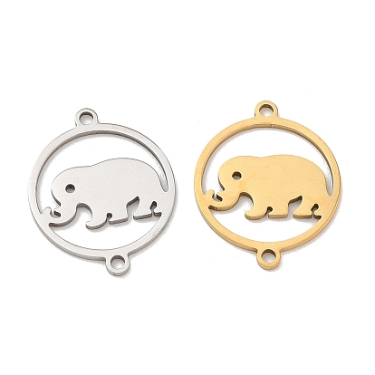 201 Stainless Steel Connector Charms, Flat Round & Elephant Links