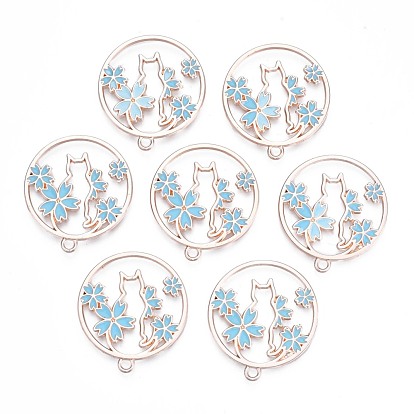 Crémaillère placage pendentifs en émail d'alliage, sans cadmium et sans nickel et sans plomb, or et de lumière, anneau avec chat