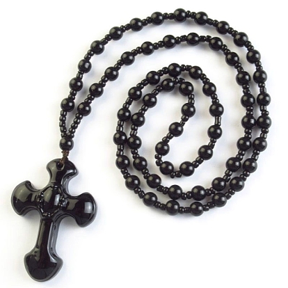 Glass Imitation Jude Pendant Necklaces, Jewely for Unisex, Cross