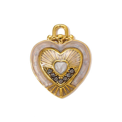 304 из нержавеющей стали горный хрусталь подвески, эмалевые сердечки, ионное покрытие (ip), зеркальная полировка, реальный 18 k позолоченный