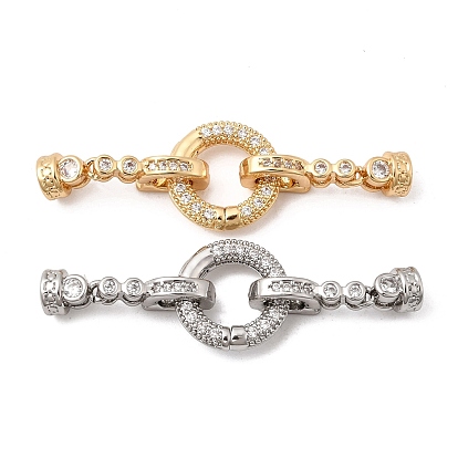 Латунное микропейв, прозрачный кубический цирконий, складные застежки, Кольцевая форма