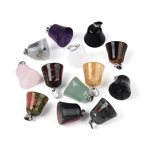 Природные каменные подвески, колокол прелести, с защелкой из нержавеющей стали на поручнях, цвет нержавеющей стали