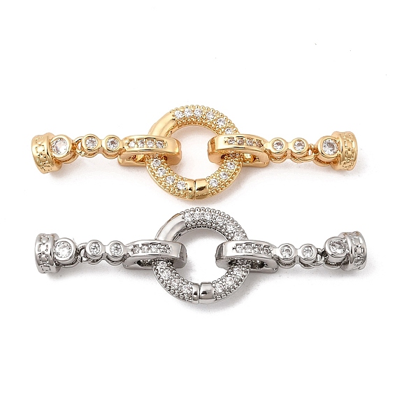 Латунное микропейв, прозрачный кубический цирконий, складные застежки, Кольцевая форма