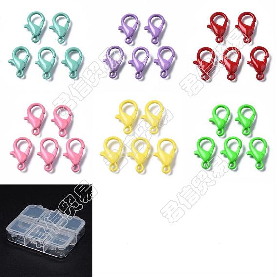 60Pcs 6 Colors Spray Painted Eco-Friendly Alloy Lobster Claw Clasps