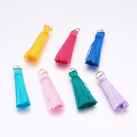 Rayon Tassels Pendants, with Iron Findings