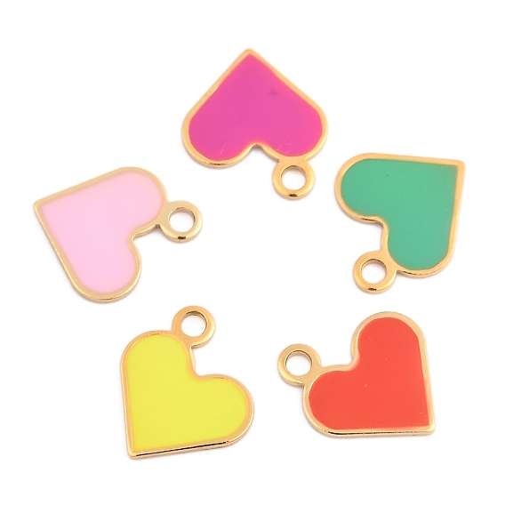 304 из нержавеющей стали шармы эмали, шарма сердца, реальный 14 k позолоченный