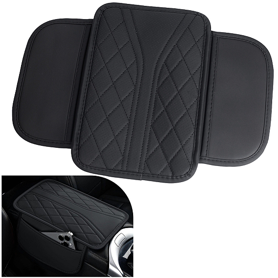 Rectangle Cowhide Car Center Console Cushion, Vehicle Armrest Pillow Pad Raises Center Console