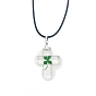 Resin with Clover Pendant Necklace with Waxed Cotton Cord for Women