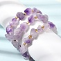 Bracelets extensibles en perles d'améthyste brute naturelle pour femmes, avec des billes en plastique
