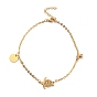 304 Stainless Steel Tortoise Link Anklet with Ball Charms for Women