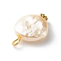 ABS Plastic Imitation Pearl Beads Pendant, with Iron Finding, Flat Round