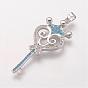 Brass Micro Pave Cubic Zirconia Pendants, Key